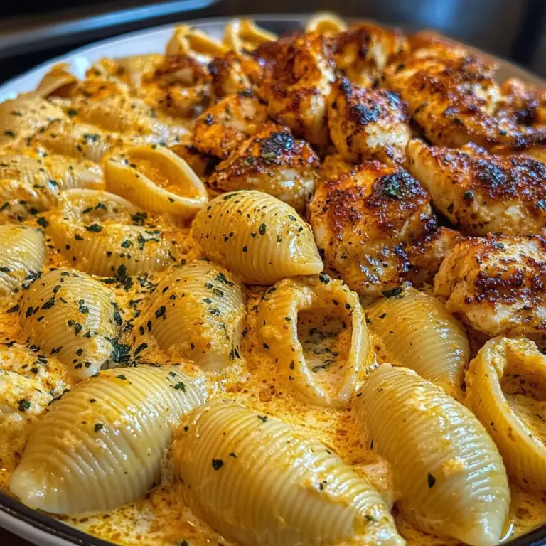 Garlic Cajun Chicken Shells in Velveeta Cream Sauce