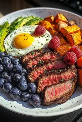 Steak & Sunny Eggs Power Plate with Sweet Potato, Avocado & Berries
