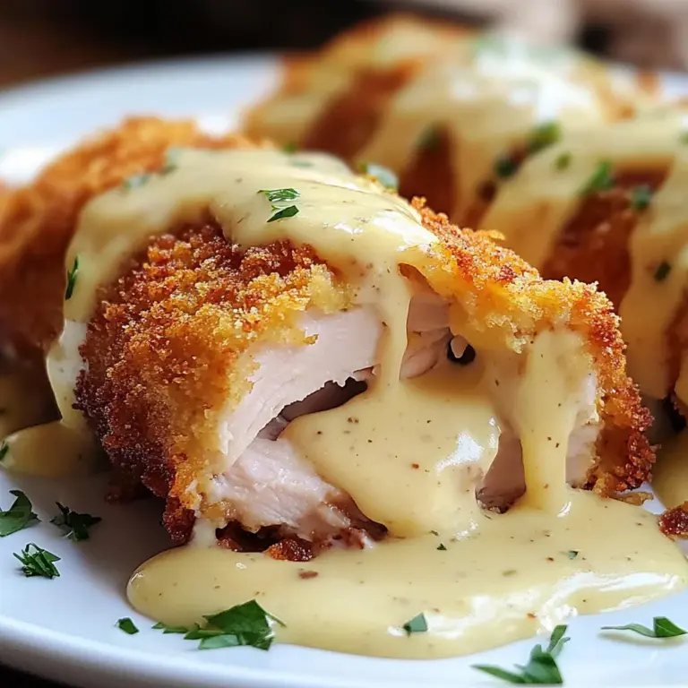 Chicken Cordon Bleu with Swiss Cheese Sauce is delicious.