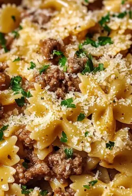 Garlic Butter Bowtie Pasta with Ground Beef Recipe