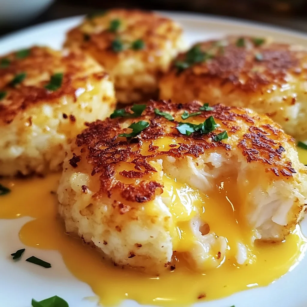 Golden Cheddar Crab Cakes with Zesty Lemon Butter Drizzle
