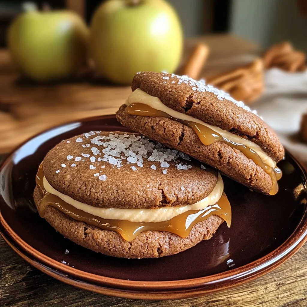 Apple Cider Whoopie Pie cookies with Caramel Filling