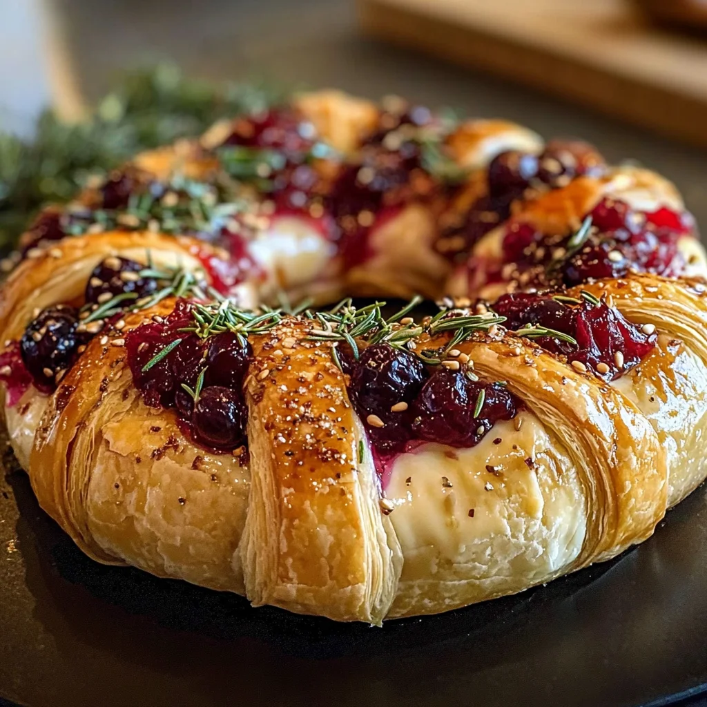 Brie Cheese and Cranberry Christmas Wreath