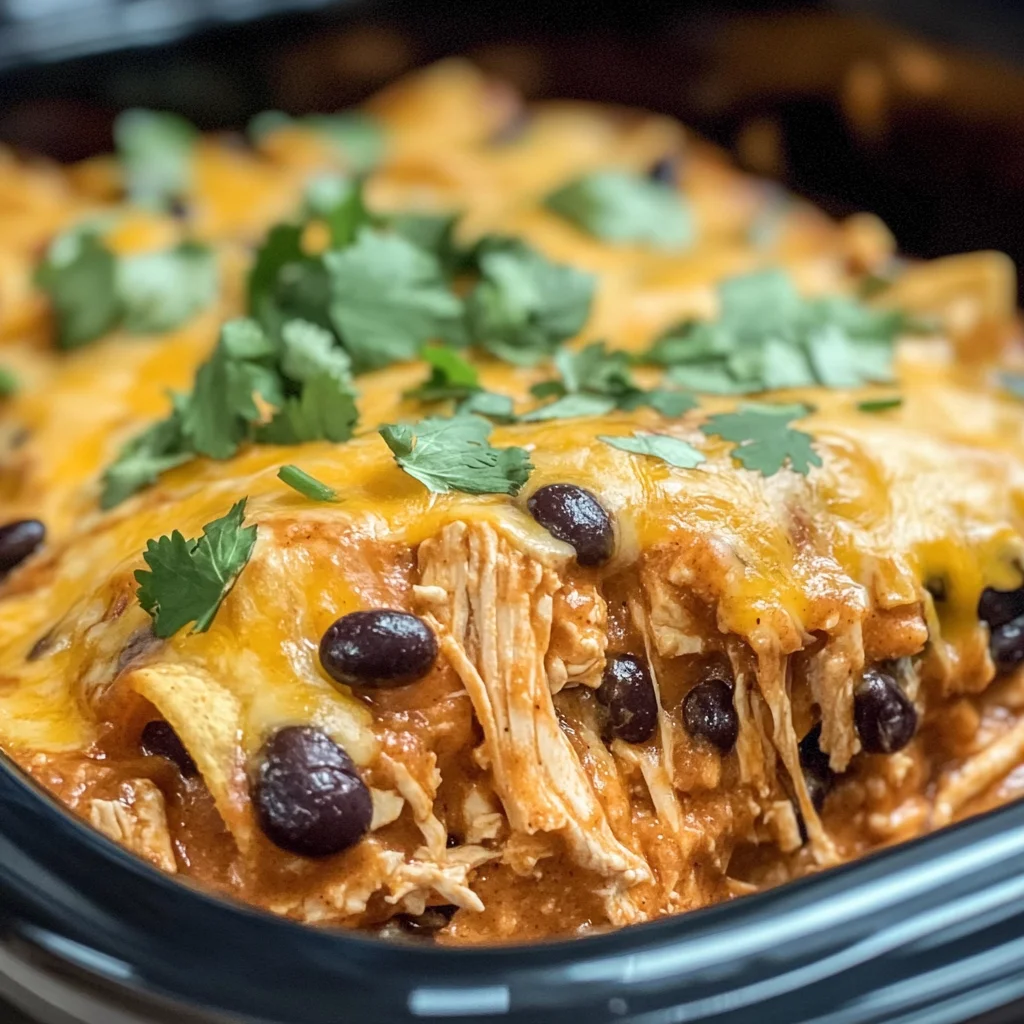 Crockpot Chicken Enchilada Casserole