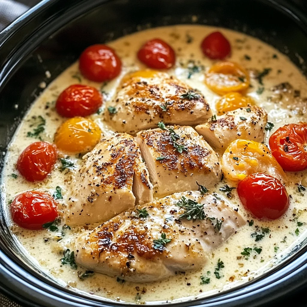 Crockpot Creamy Garlic Parmesan Chicken