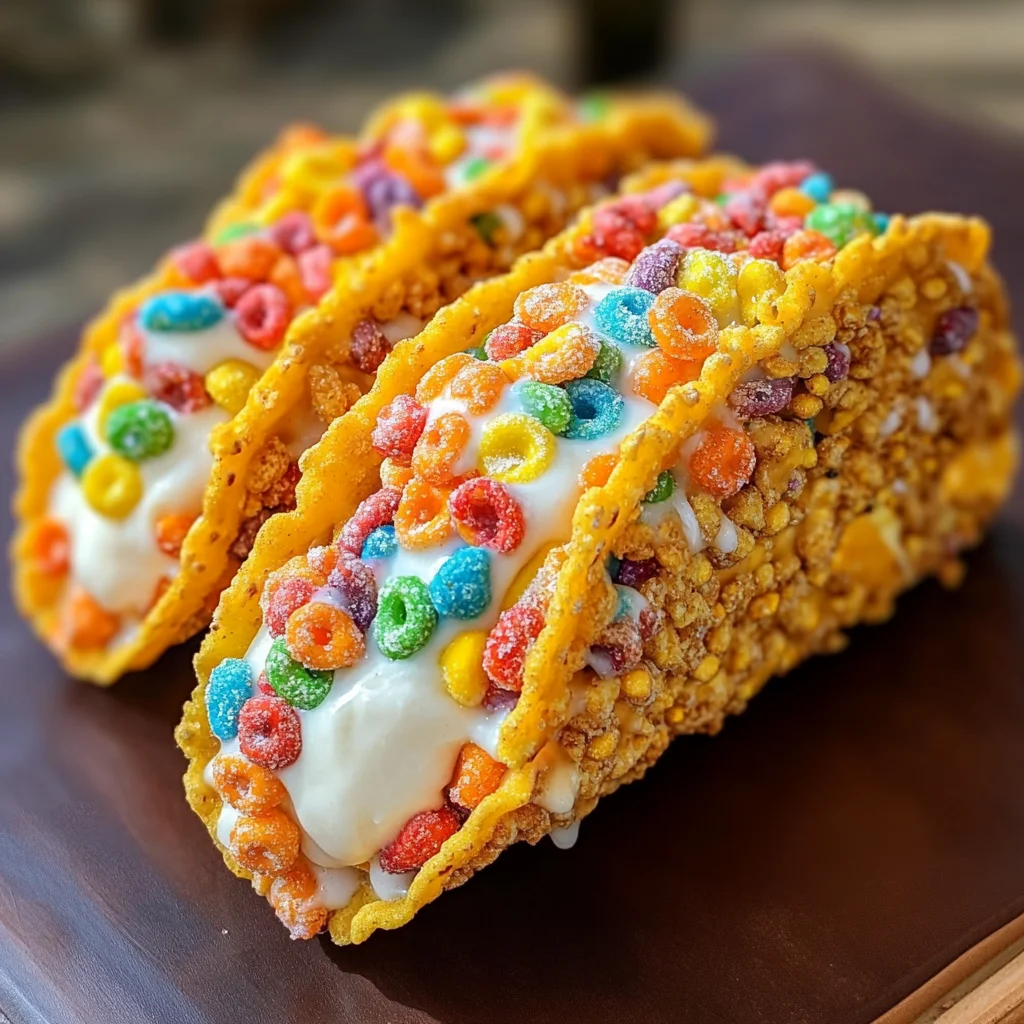 Fruity Pebbles Cheesecake Tacos