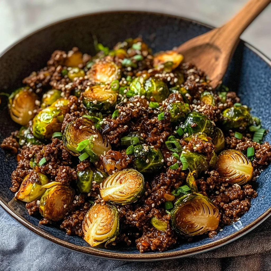 Ground Beef and Brussels Sprouts