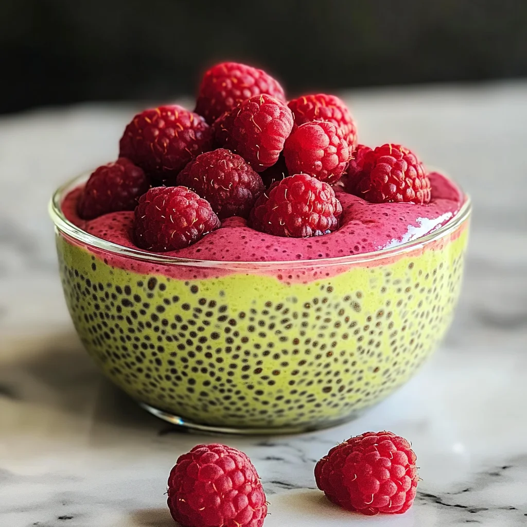 Raspberry Matcha Chia Pudding