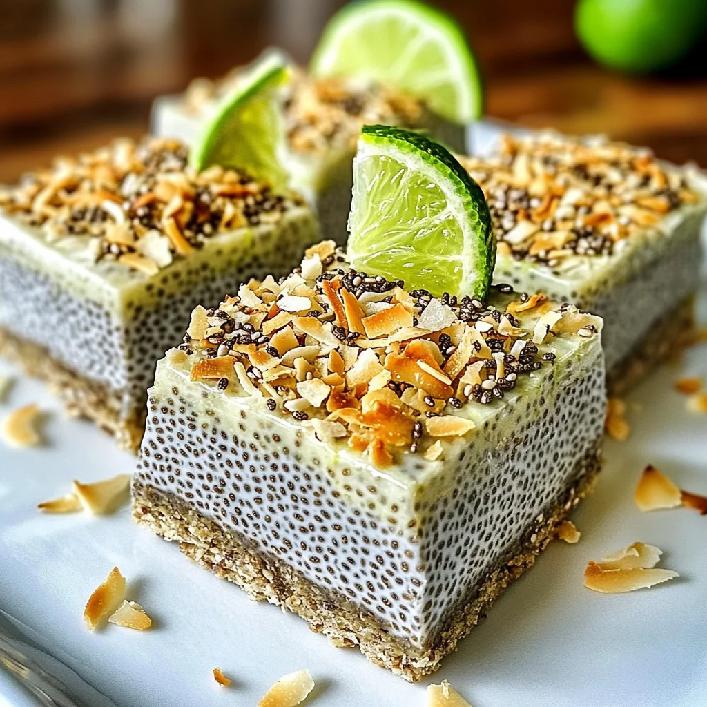 Refreshing No-Bake Chia Pudding Bars with Zesty Coconut Lime Flavor