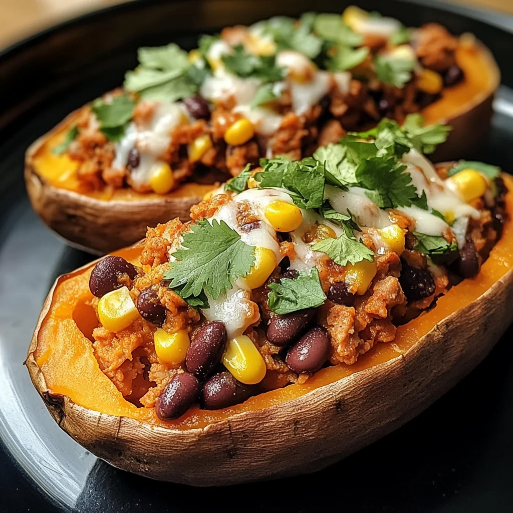 Stuffed Sweet Potatoes with Spiced Turkey and Black Beans