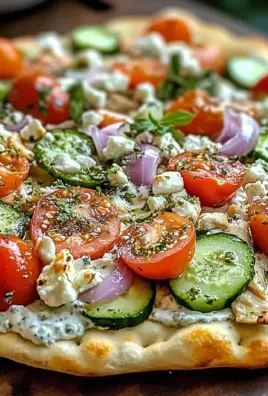 pizza topped with tzatziki sauce