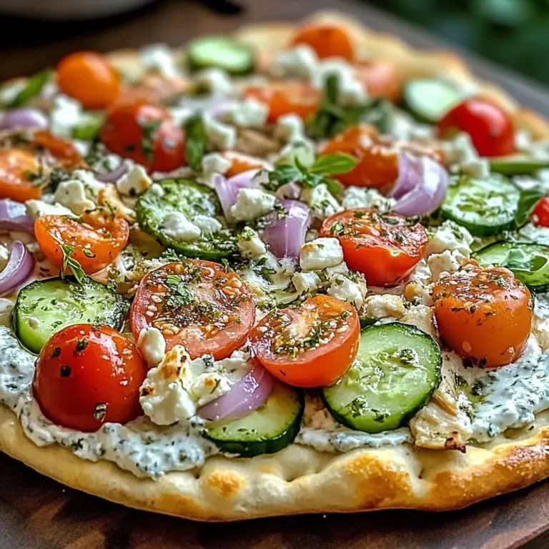 pizza topped with tzatziki sauce