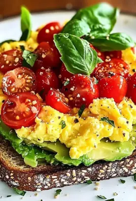 Avocado Toast with Scrambled Eggs and Tomatoes