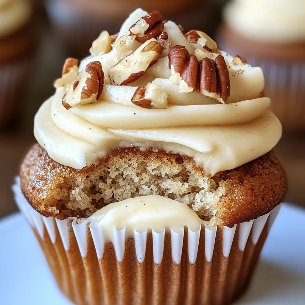 Banana Cinnamon Pecan Cupcakes with Cream Cheese Frosting