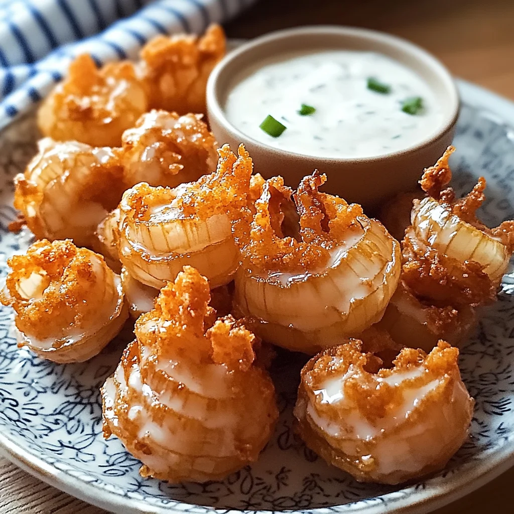 Bite-Sized Blooming Onions with Buttermilk Ranch Dip Delight