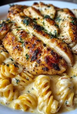 Cheesy Garlic Chicken with Twisted Pasta in Velveeta Cream Sauce