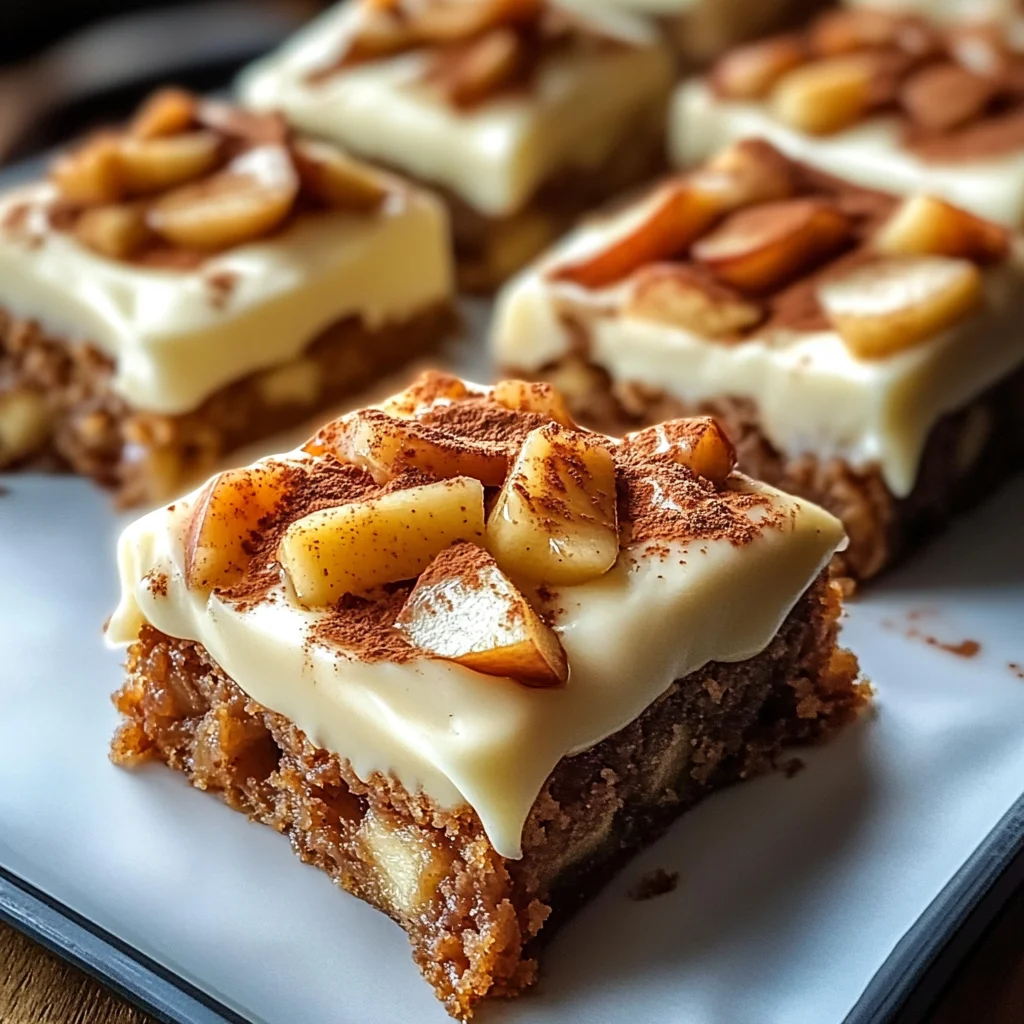 Cinnamon Blondies with Caramelized Apples and Cream Cheese Frosting