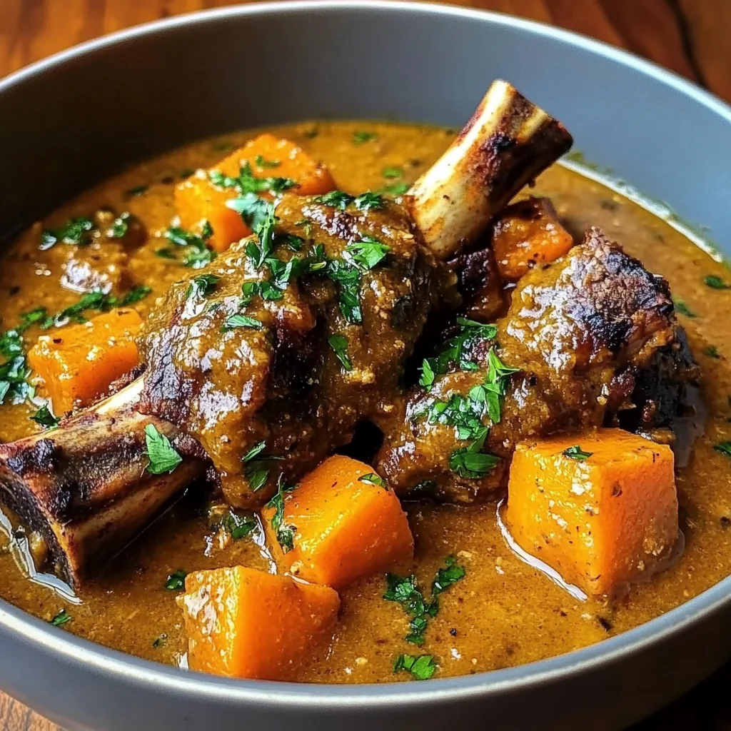 Coconut Cream Lamb Shanks with Sweet Potatoes & Coriander