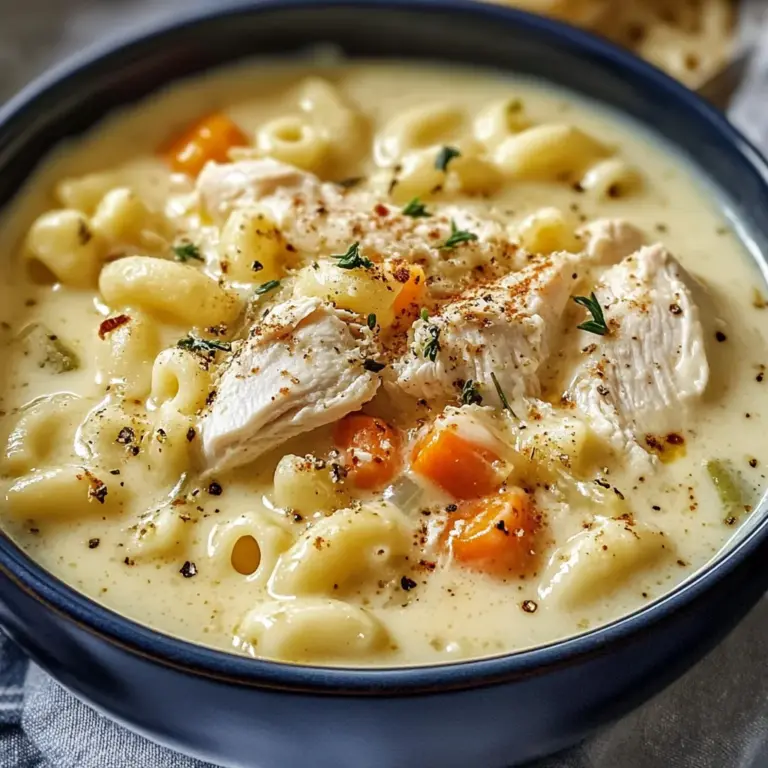 Creamy Chicken Macaroni Cheese Soup