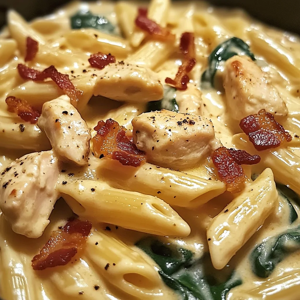 Creamy Chicken Pasta with Bacon and Spinach