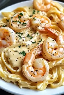 Creamy Garlic Shrimp Alfredo Pasta
