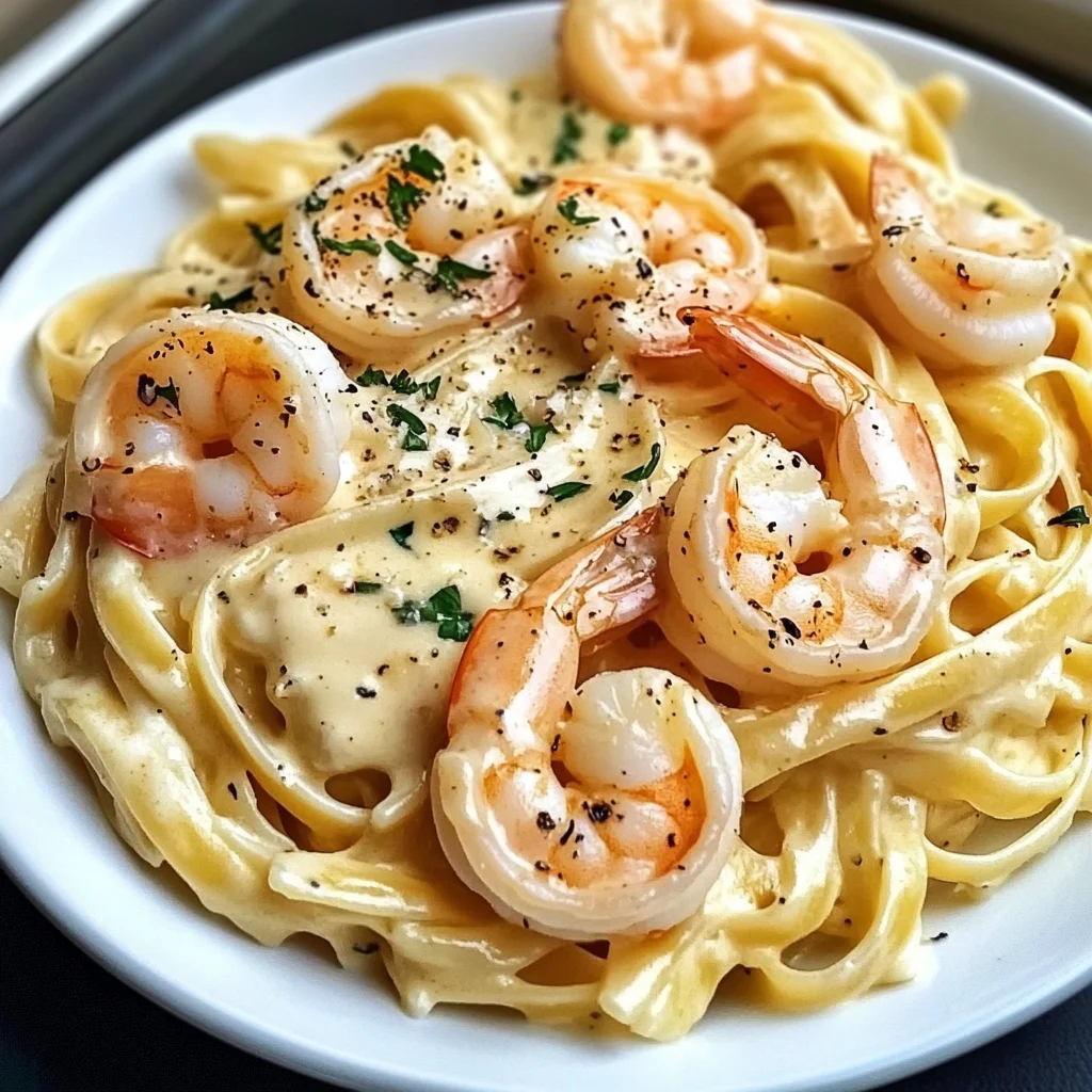 Creamy Garlic Shrimp Alfredo Pasta