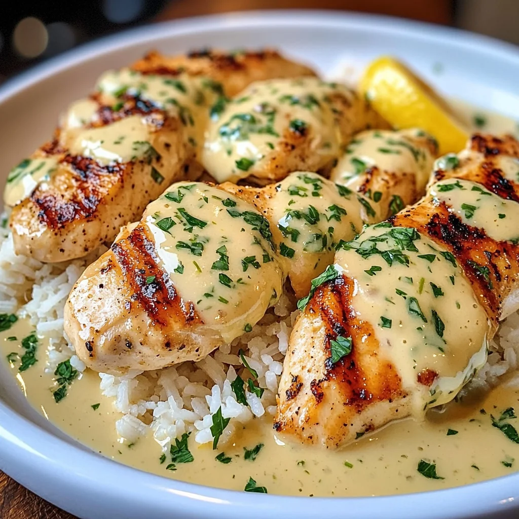 Creamy Lemon Garlic Chicken with Herb Rice