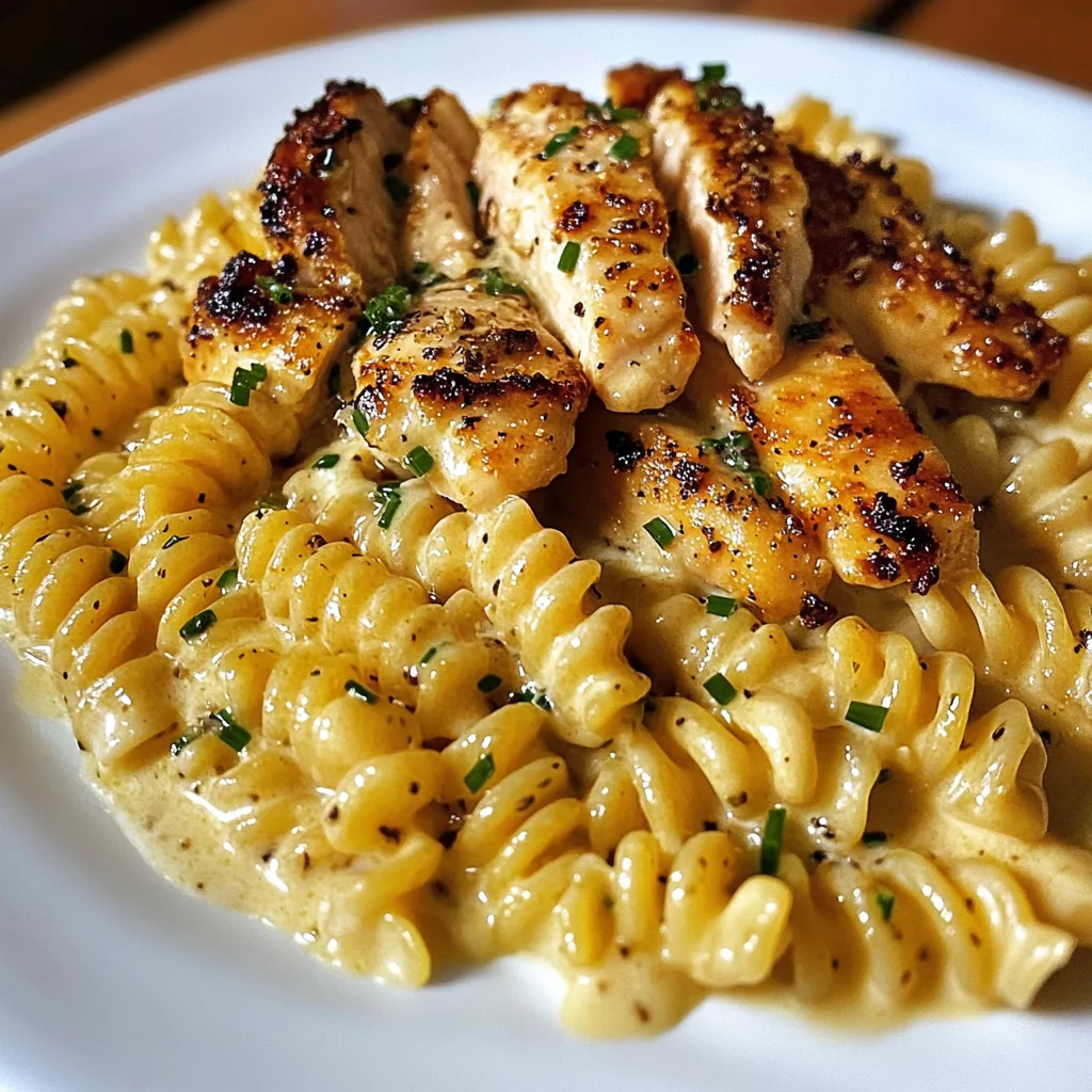 Creamy Velveeta Rotini with Seared Garlic Chicken