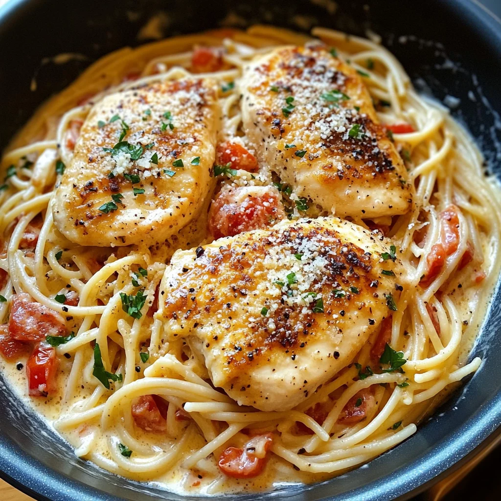 Creamy White Wine Parmesan Chicken Pasta