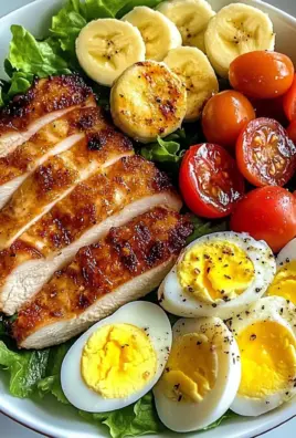 Crispy Chicken & Egg Salad Bowl with Fresh Banana & Greens
