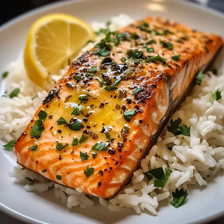 Garlic Butter Salmon with Fluffy White Rice