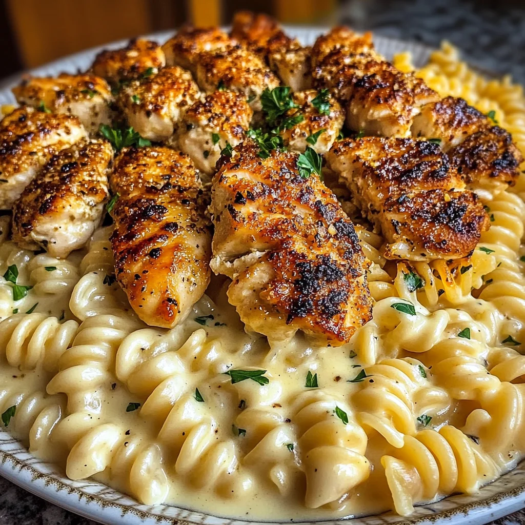 Garlic Parmesan Chicken with Velveeta Rotini Alfredo