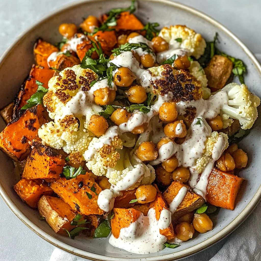 Glow Bowl Recipe: Roasted Veggie, Tahini Yogurt Sauce