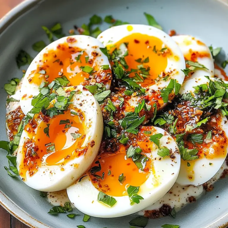 Jammy Eggs with Chili Butter and Garlic Yogurt