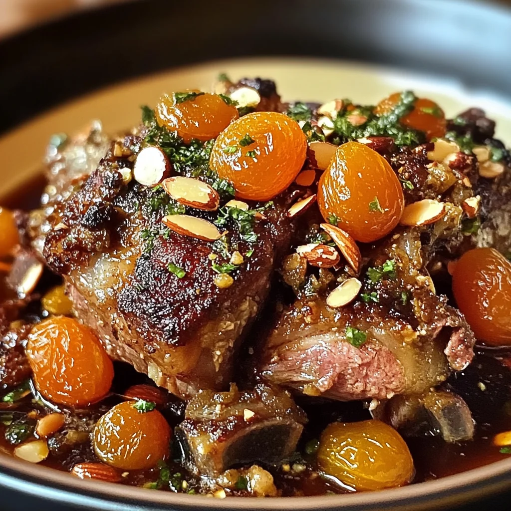 Moroccan Lamb Shoulder with Apricots and Almonds