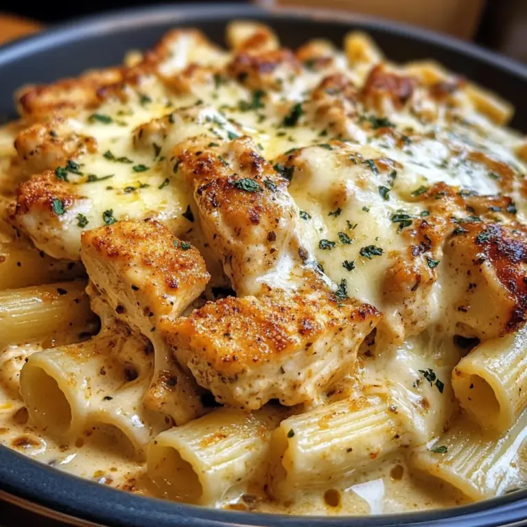 Mozzarella Cajun Chicken Rigatoni in Garlic Cheese Sauce