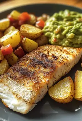 Pan-Seared Fish with Roasted Potatoes & Guacamole