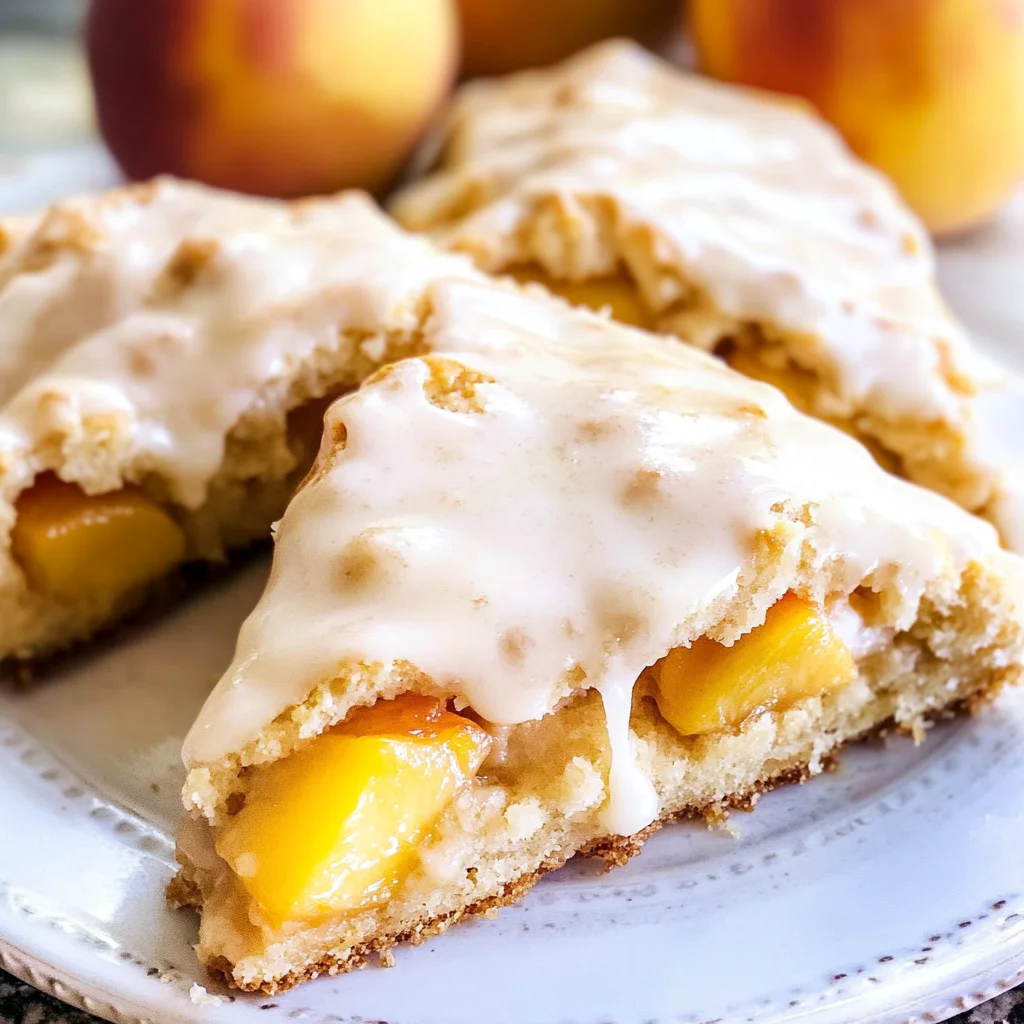 Peach Pie Scones with a Vanilla Glaze