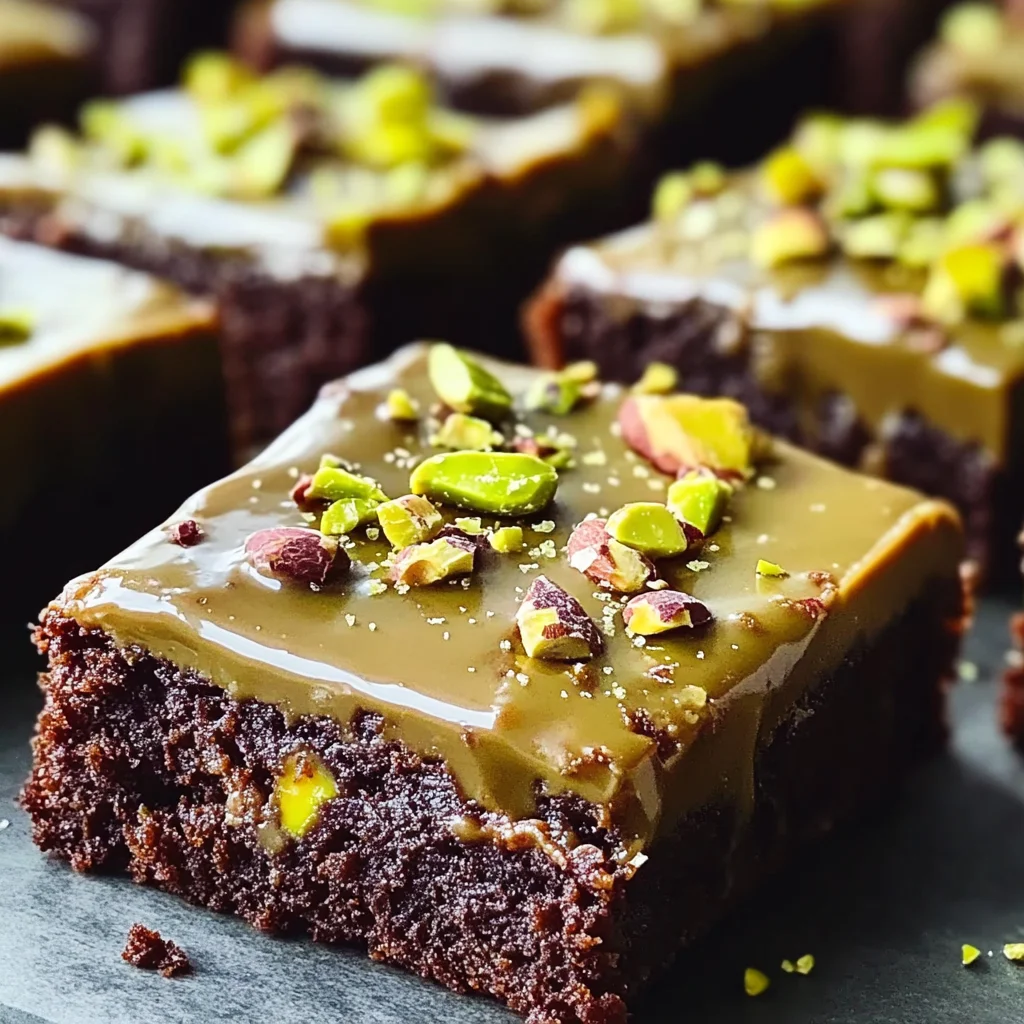 Pistachio Brownies with Pistachio Ganache