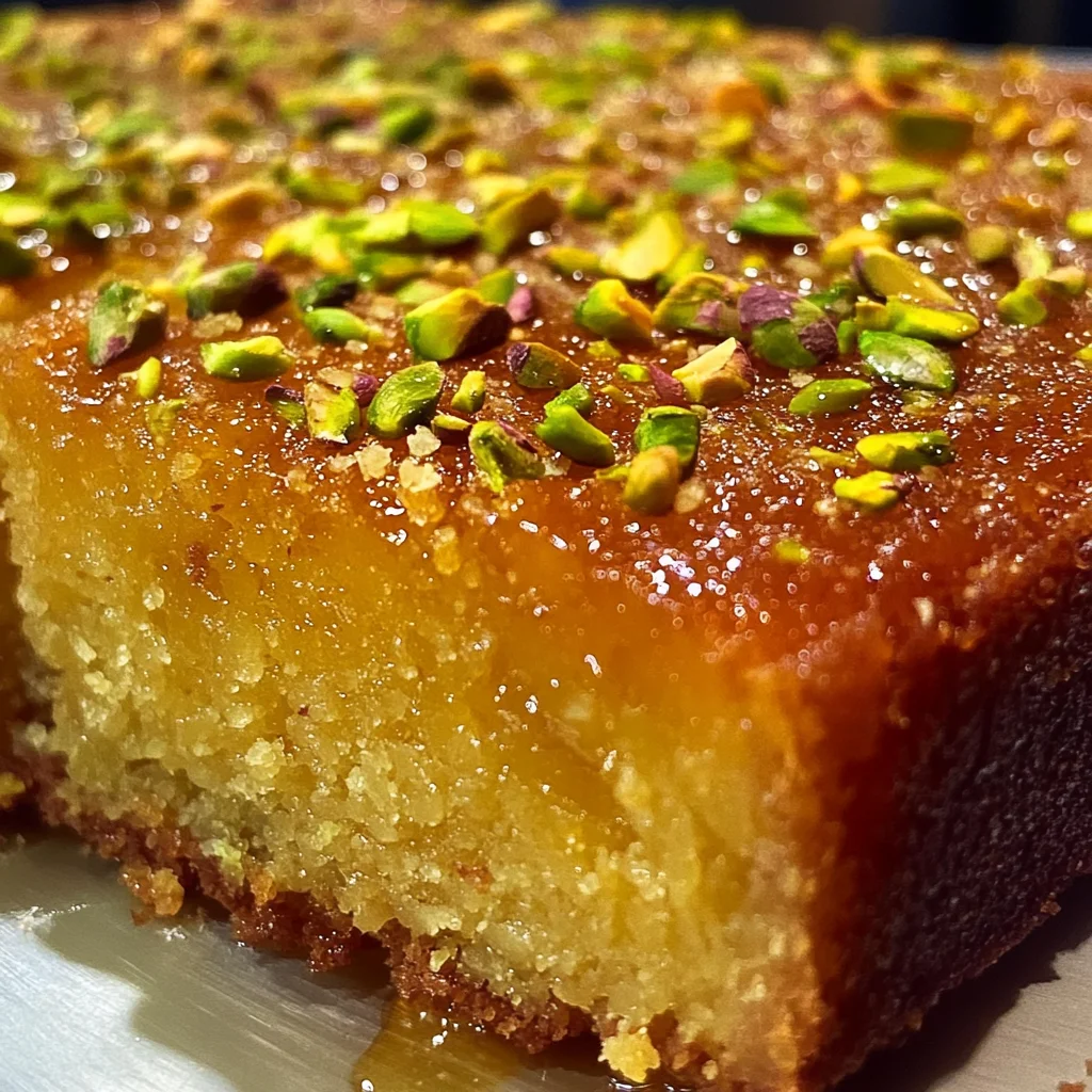 Saffron Pistachio Basbousa Recipe: A Middle Eastern Delight