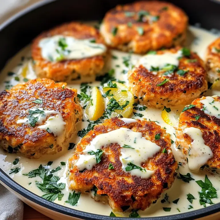 Salmon Patties with Creamy Lemon-Garlic Sauce