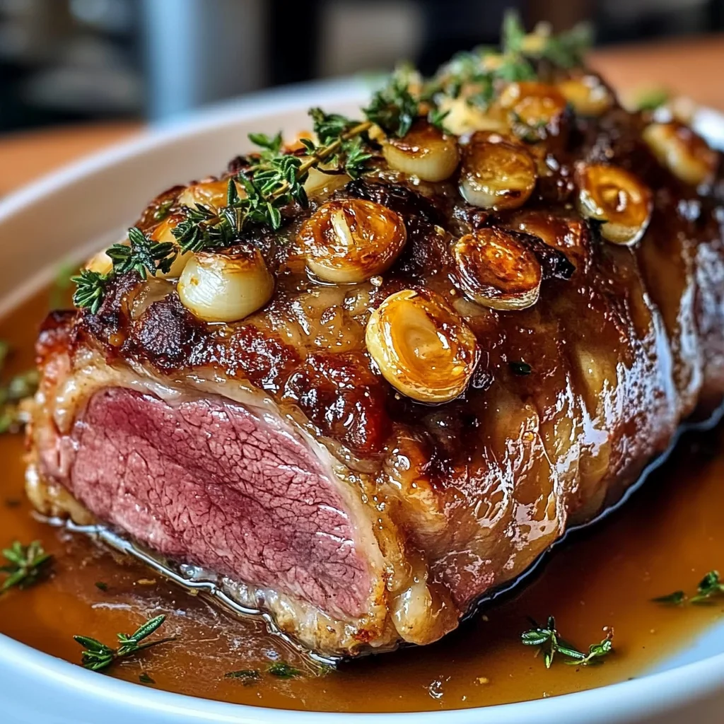 Slow-Roasted Lamb Shoulder with Garlic-Honey Mustard Glaze