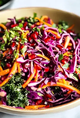 Winter Salad with Red Cabbage, Kale and Pomegranate