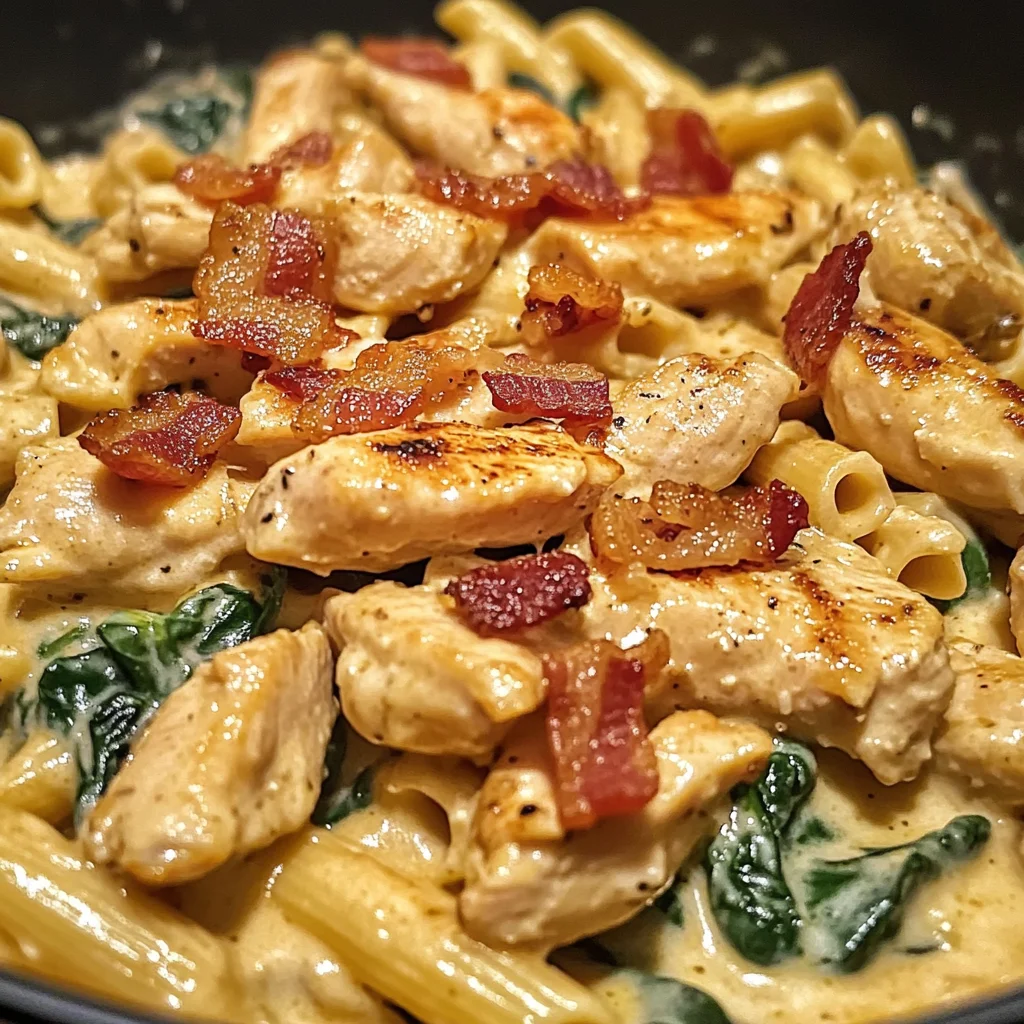 Zesty Honey BBQ Chicken Pasta with Creamy Bacon & Spinach