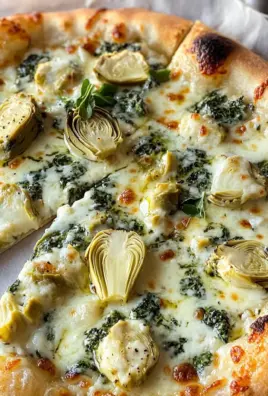 artichoke pizza with spinach parmesan cream sauce