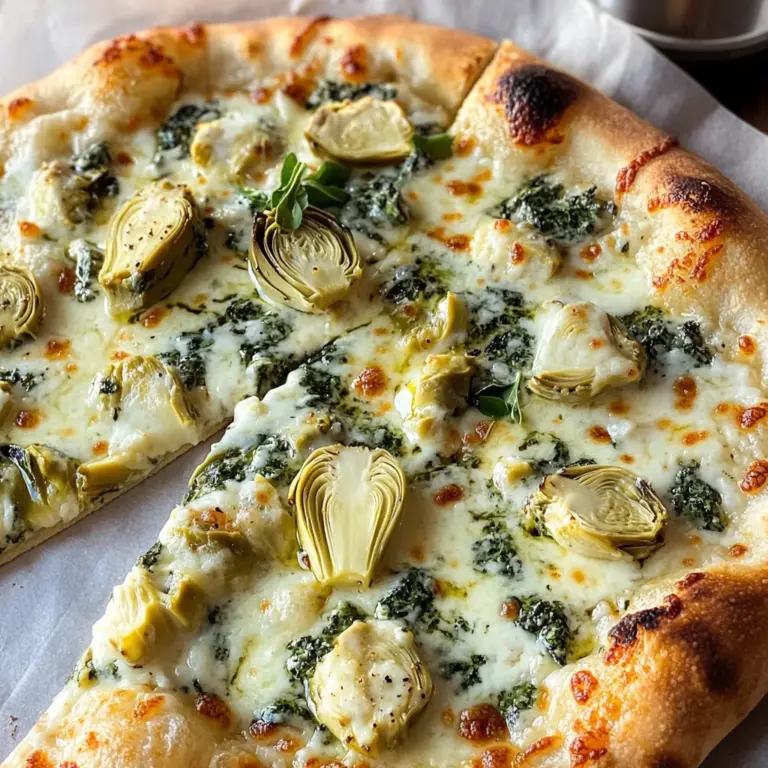 artichoke pizza with spinach parmesan cream sauce