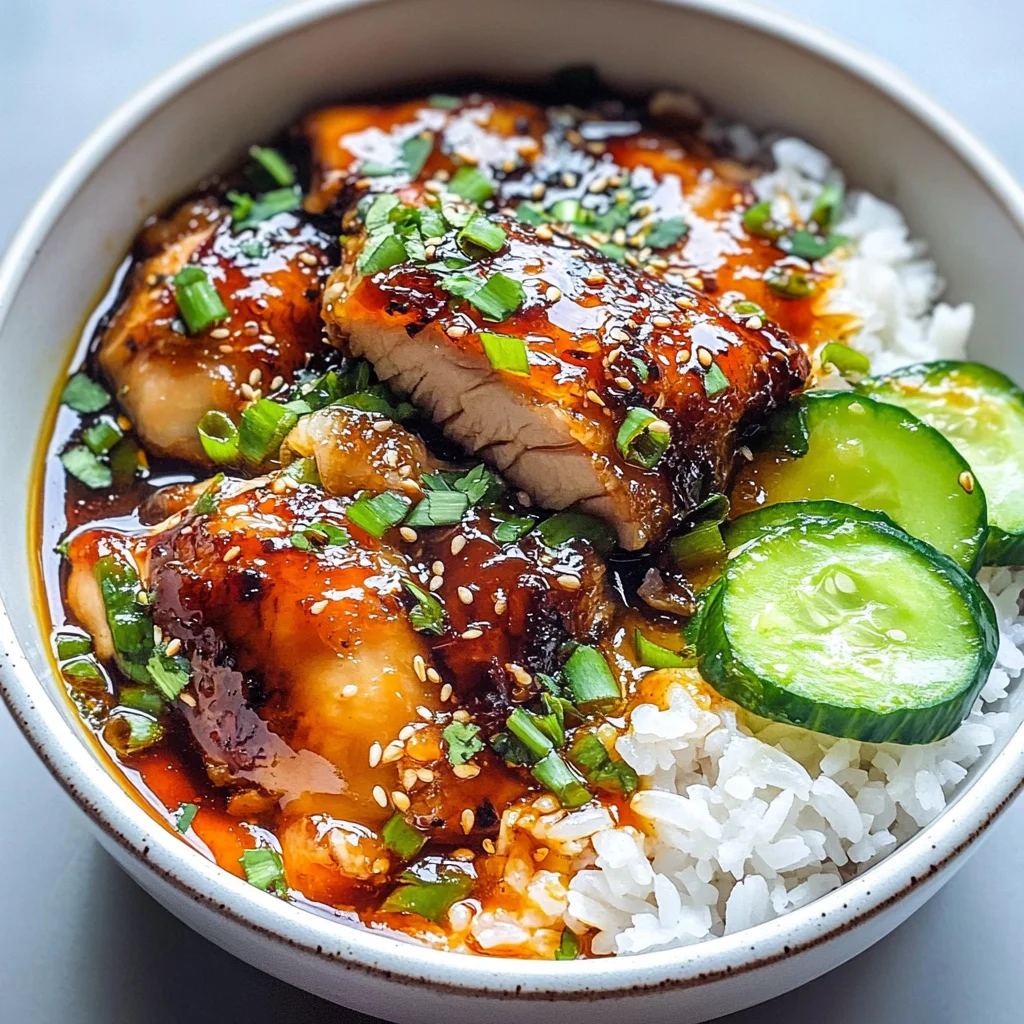 Caramelised Soy Chicken in Garlic Ginger Broth with Rice