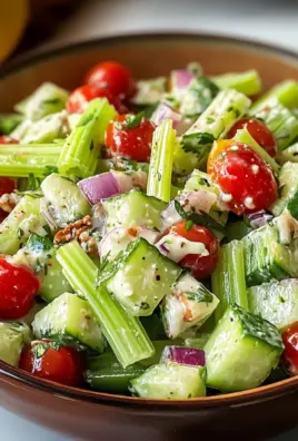 Celery Salad with Cherry Tomatoes, Cucumber, and Lemon Dressing Recipe