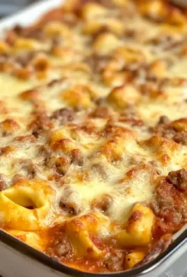 Cheesy Baked Tortellini Casserole With Meat Sauce