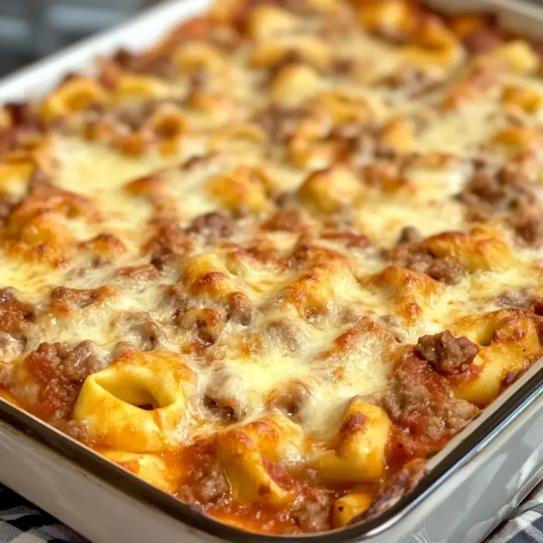 Cheesy Baked Tortellini Casserole With Meat Sauce